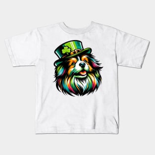 Tibetan Spaniel in Leprechaun Hat: St Patrick's Celebration Kids T-Shirt